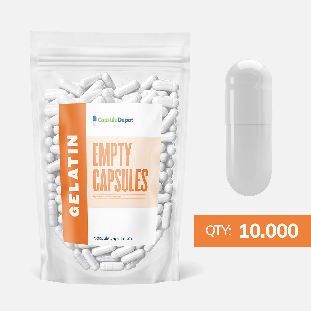 Capsule Depot - Size 00 Empty Gelatin Capsules - Empty Pill Capsules - 10,000,White