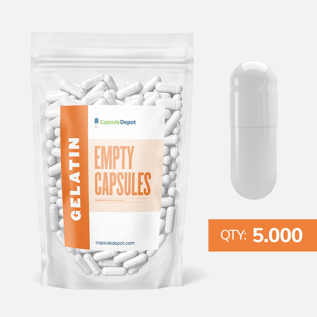 Capsule Depot - Size 00 Empty Gelatin Capsules - Empty Pill Capsules - 5,000,White