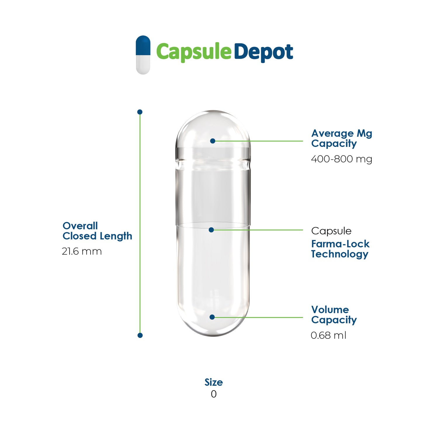 Capsule Depot - Size 0 Empty Vegetarian Capsules - Empty Pill Capsules
