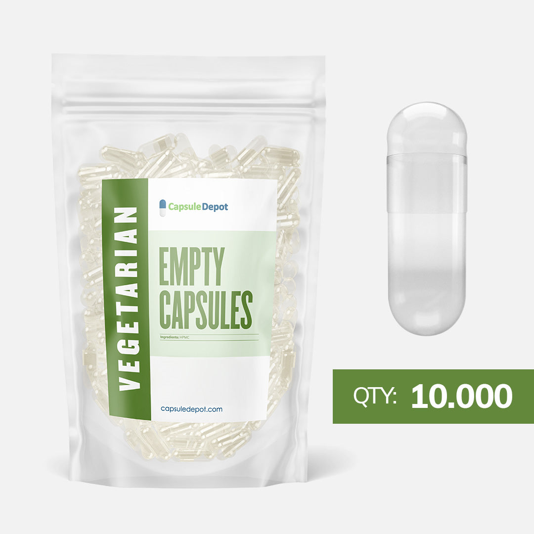 Capsule Depot - Size 2 Empty Vegetarian Capsules - Empty Pill Capsules - 10,000,Clear