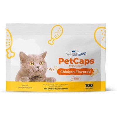 Capsuline PetCaps Chicken Flavored Gelatin Empty Capsules Size 3 100 Count - 100