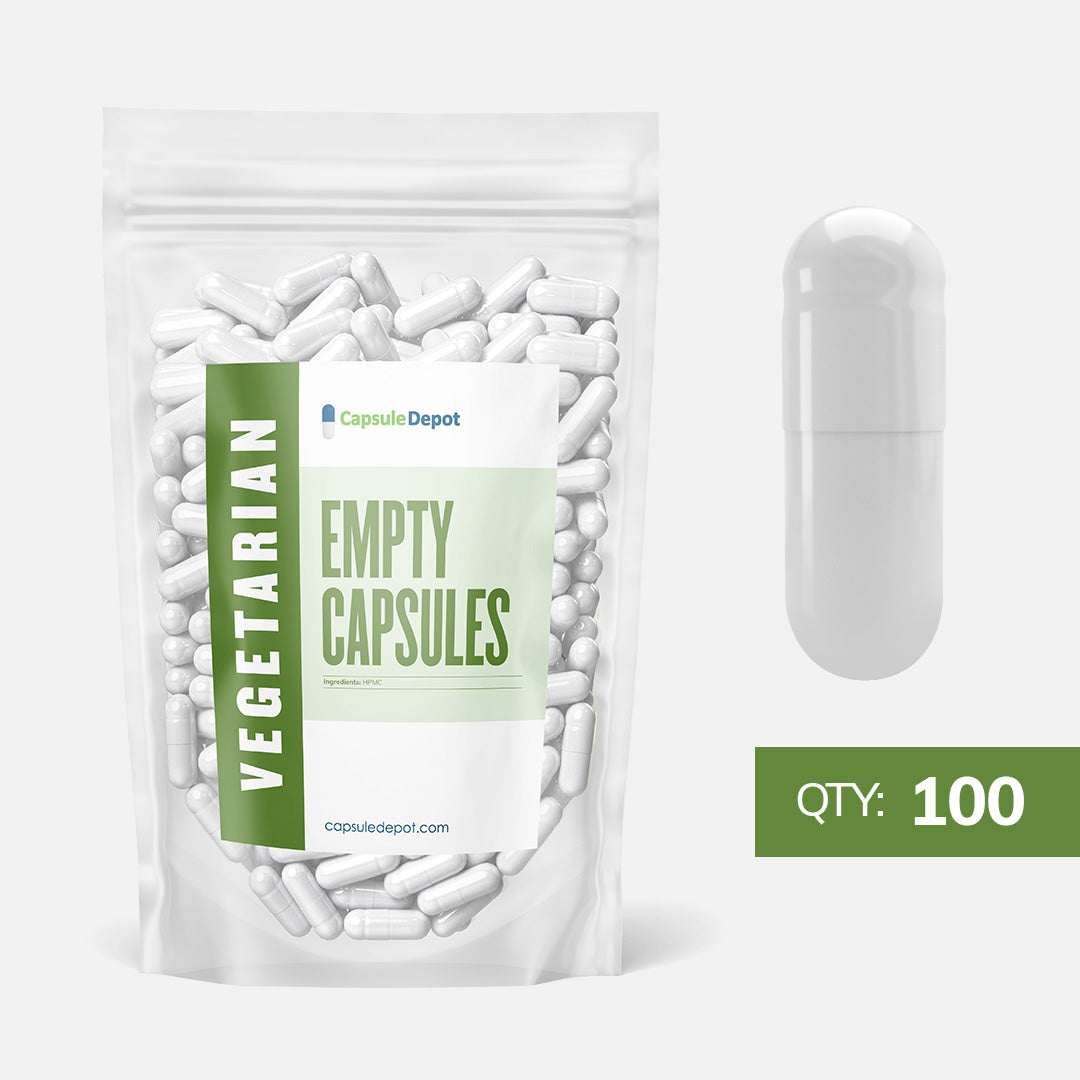 Capsule Depot - Size 00 Empty Vegetarian Capsules - Empty Pill Capsules - 100,White