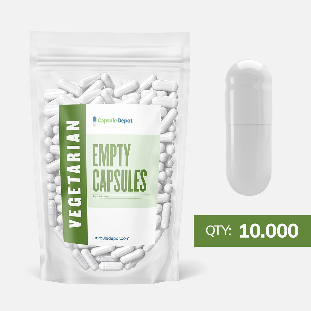 Capsule Depot - Size 00 Empty Vegetarian Capsules - Empty Pill Capsules - 10,000,White
