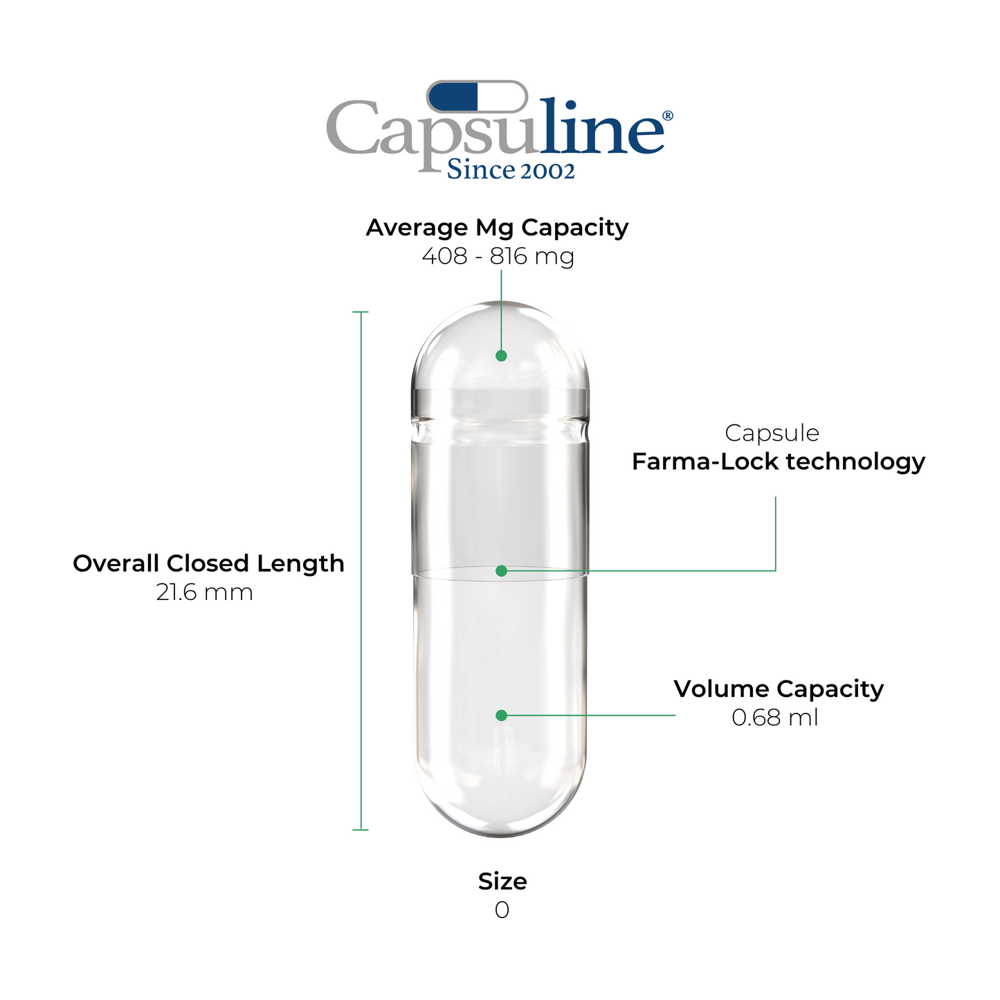 Clear Pullulan Vegetarian Capsules Size 0 by Capsuline