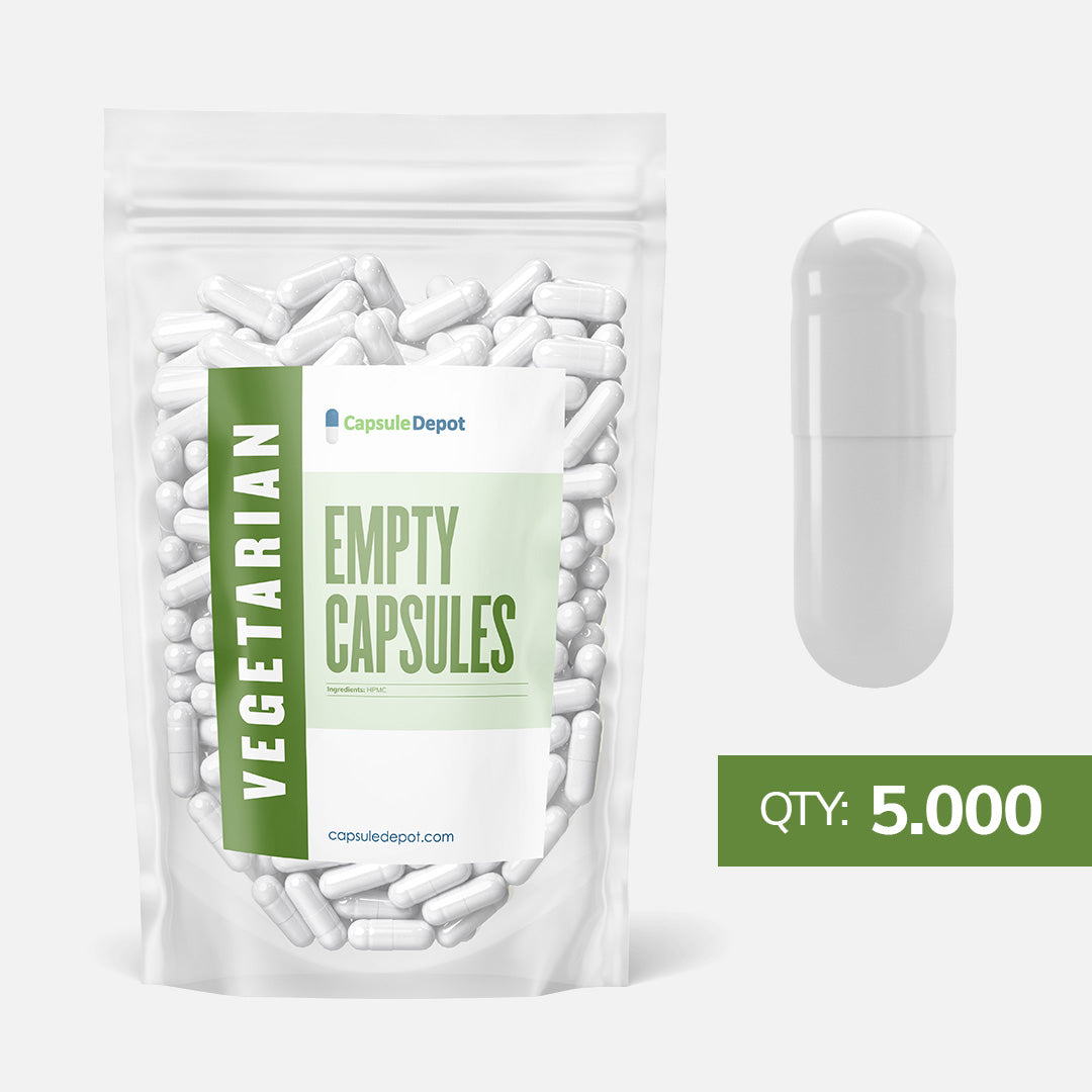 Capsule Depot - Size 4 Empty Vegetarian Capsules - Empty Pill Capsules - 5,000,White