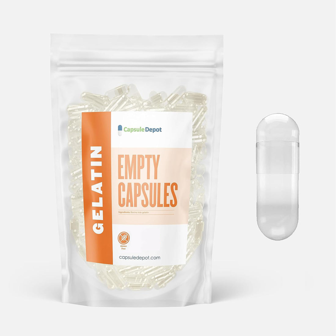 Capsule Depot - Clear Size 2 Empty Gelatin Capsules - Empty Pill Capsules - 1000,Clear