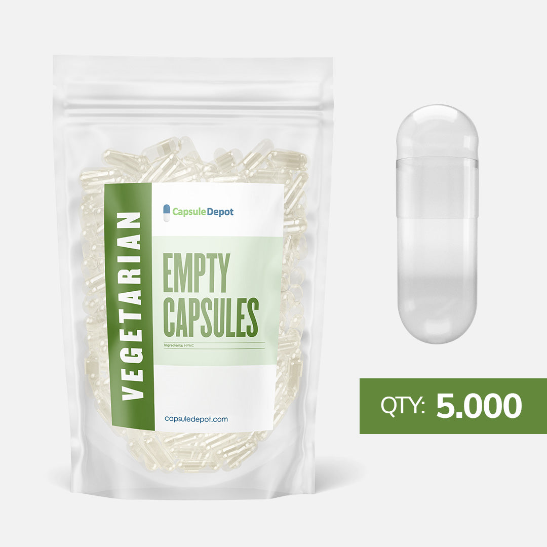 Capsule Depot - Size 2 Empty Vegetarian Capsules - Empty Pill Capsules - 5,000,Clear