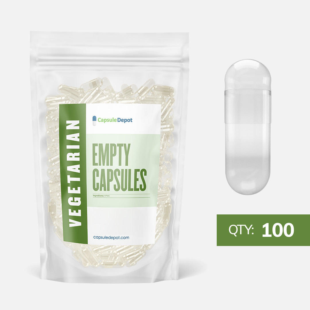 Capsule Depot - Size 0 Empty Vegetarian Capsules - Empty Pill Capsules - 100,Clear