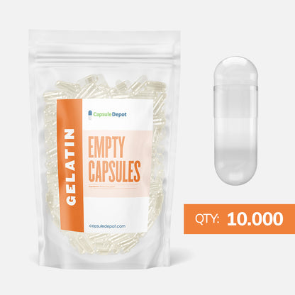 Capsule Depot - Size 0  Empty Gelatin Capsules - Empty Pill Capsules - 10,000,Clear