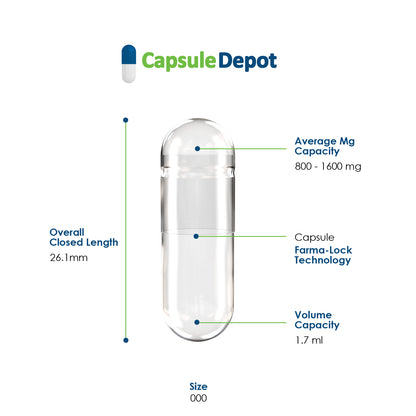Size 000 Empty Gelatin Capsules Wholesale Bulk – Capsule Depot - 50,000 Count