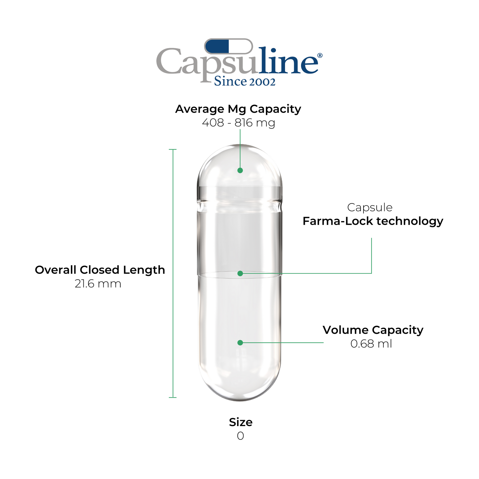 Clear Pullulan Vegetarian Capsules Size 0 by Capsuline