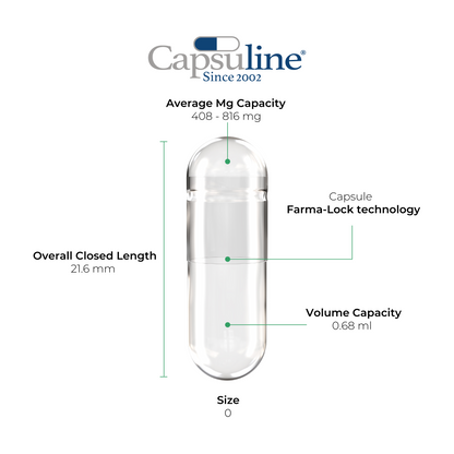 Clear Pullulan Vegetarian Capsules Size 0 by Capsuline