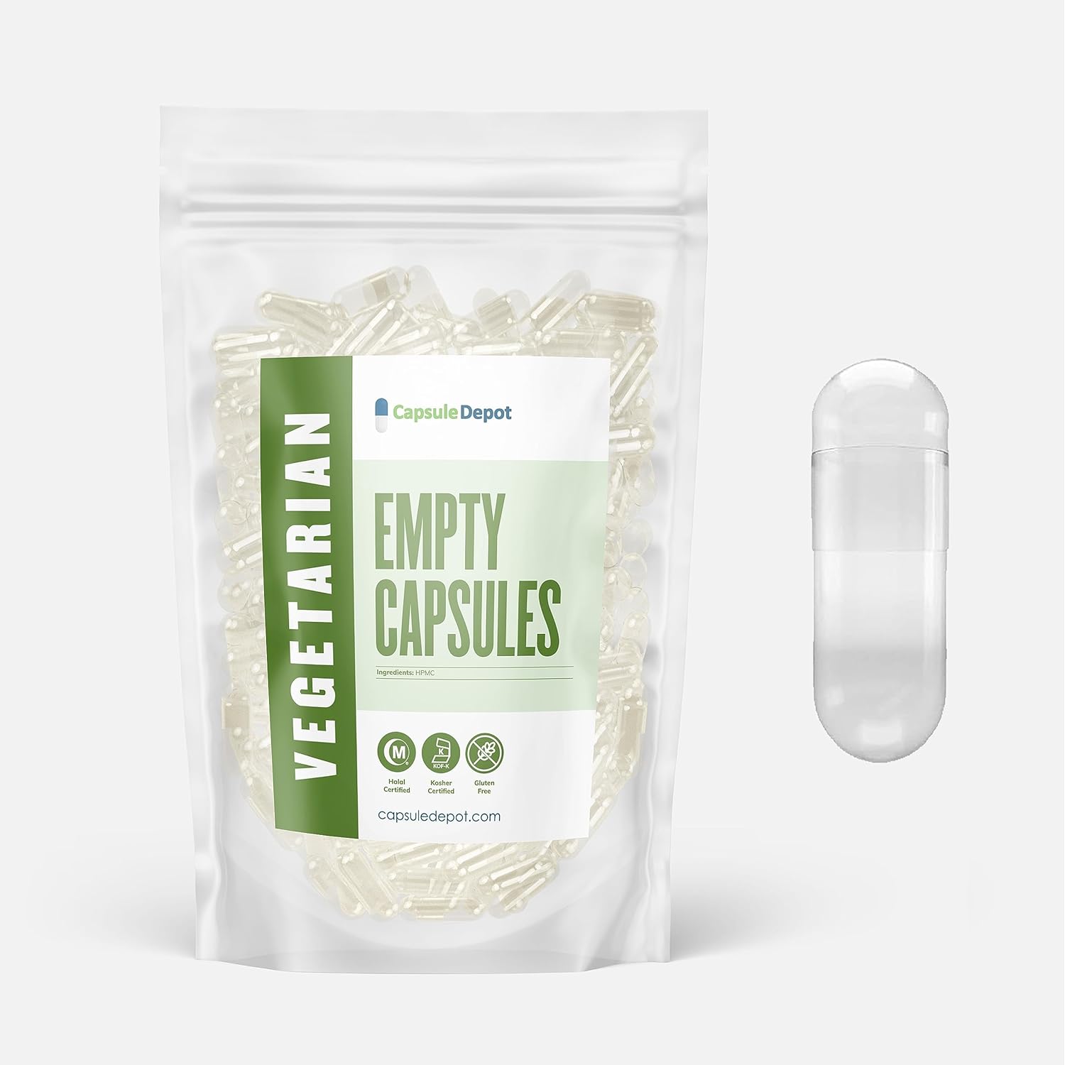 Capsule Depot - Clear Size 1 Empty Vegetarian Capsules - Empty Pill Capsules