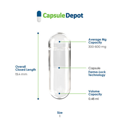 Size 1 Empty Gelatin Capsules Wholesale Bulk – Capsule Depot - 125,000 Count