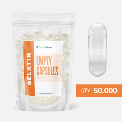 Capsule Depot - Size 3 Empty Gelatin Capsules - Empty Pill Capsules - 50,000,Clear