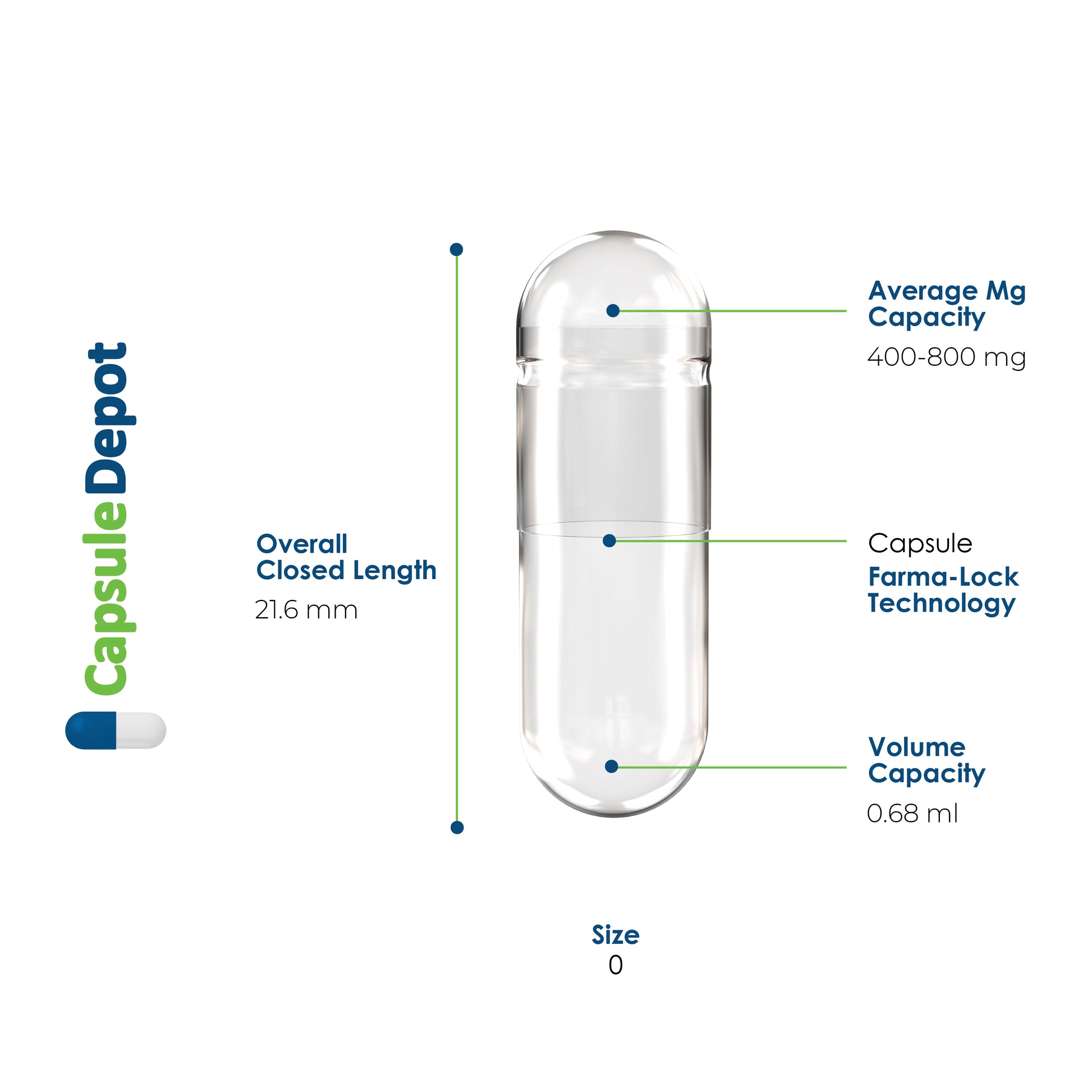 Capsule Depot - Size 0 Empty Gelatin Capsules - Empty Pill Capsules  - 100,000,Clear