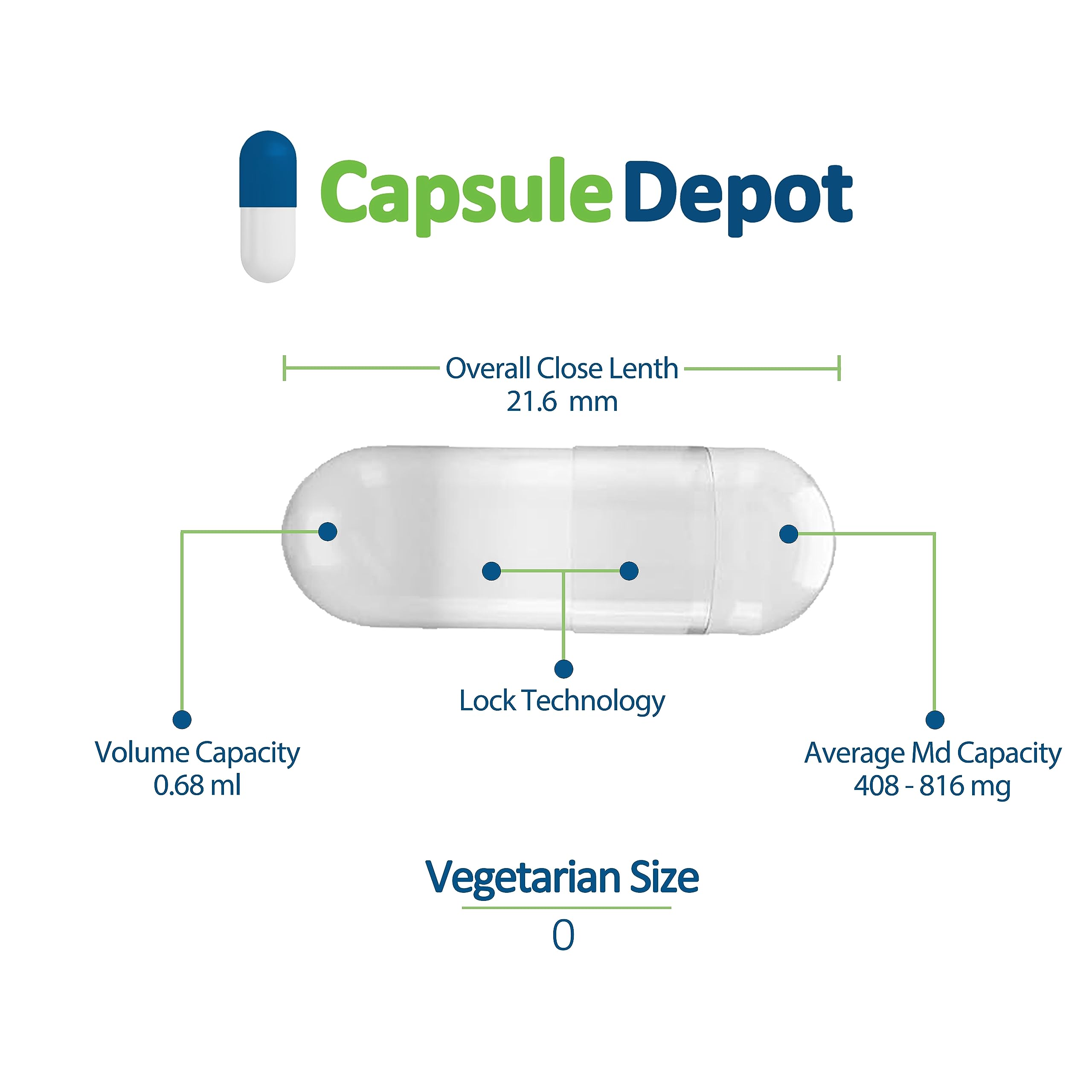 Capsule Depot - Clear Size 0 Empty Capsules - 100 Count Clear Empty Vegan Capsules - Vegetarian Empty Pill Capsules- DIY Vegetable Capsule Filling- Veggie Pill Capsules Empty Caps Pills