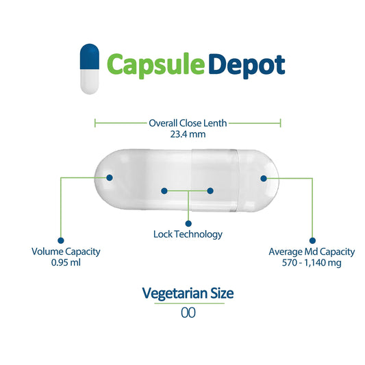 Capsule Depot - White Size 00 Empty Capsules - 500 Count White Empty Vegan Capsules - Vegetarian Empty Pill Capsules- DIY Vegetable Capsule Filling- Veggie Pill Capsules Empty Caps Pills